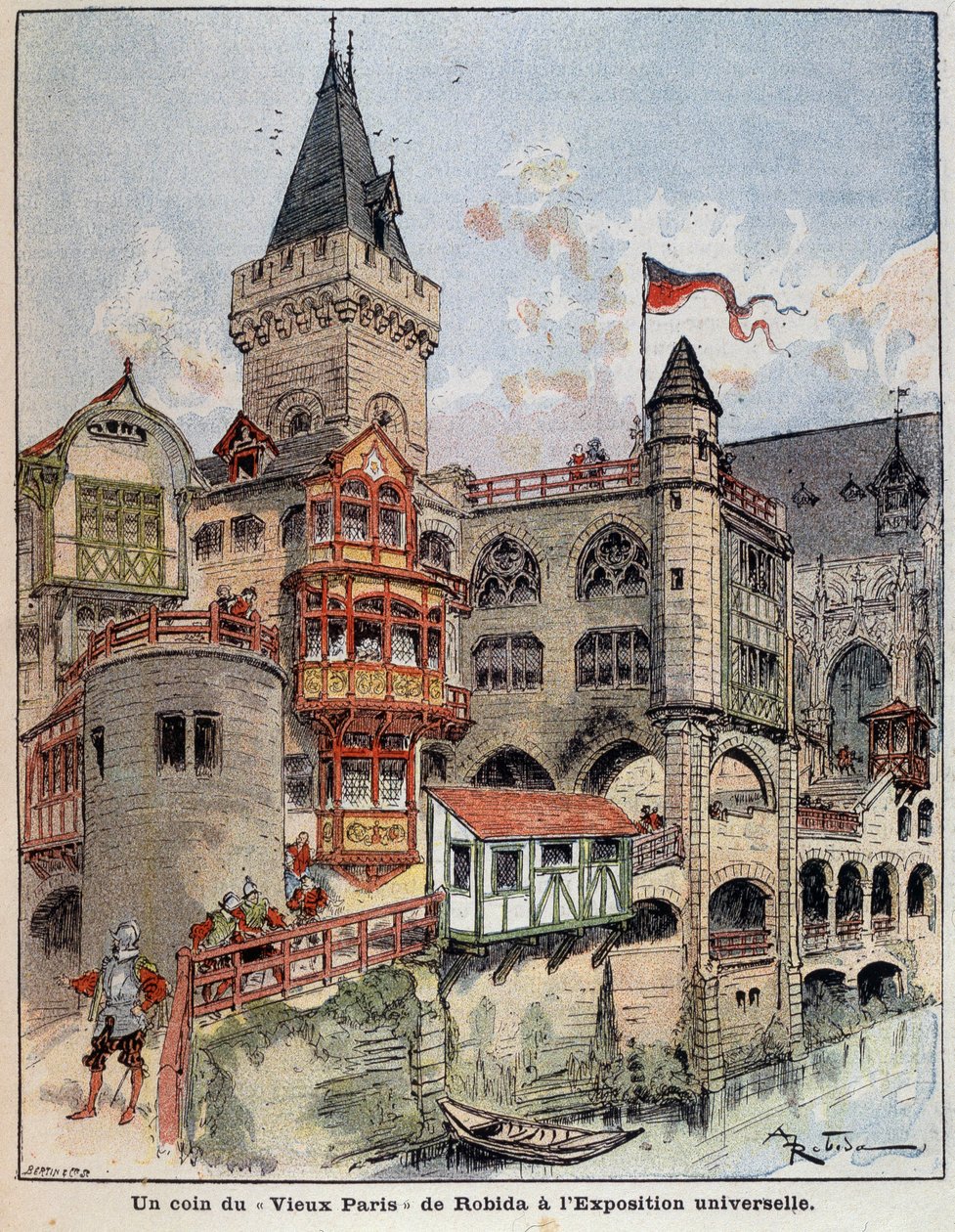 Róg „Starego Paryża” Robidy na Wystawie Światowej. Okładka „Mały Francuz ilustrowany” z 26.05.1900. autorstwa Albert Robida