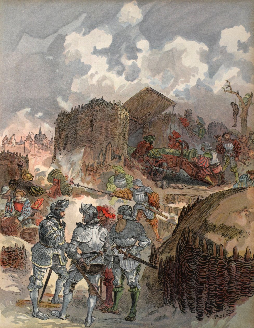 Bayard podczas oblężenia Mezieres, ilustracja z 