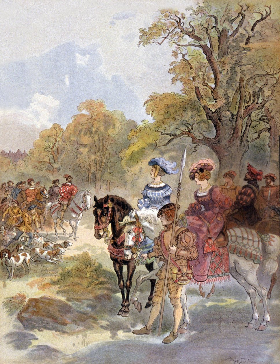 Francuski król Franciszek I (1494-1547) ilustracja Alberta Robidy (1909) autorstwa Albert Robida