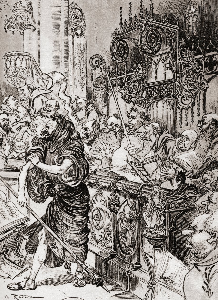Brat Jean des Entommeures przejmuje bastion krzyża lub brat John des Entommeures chwyta laskę krzyża. autorstwa Albert Robida