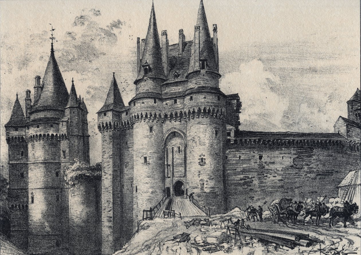Le Chatelet a Vitre in Ille-et-Vilaine - Stara Francja - Bretania - tekst, rysunki i litografie, Albert Robida (1848-1926) bez daty koniec XIX wieku autorstwa Albert Robida