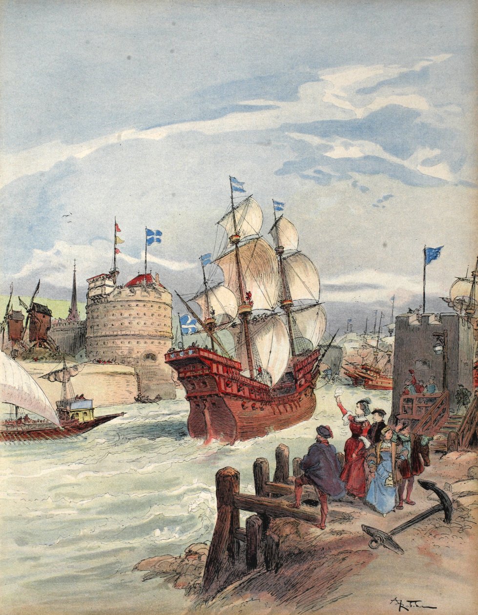 Flota królewska w Hawrze: La Belle Francoise, ilustracja z "Francois Ier: Le Roi Chevalier, autorstwa George
