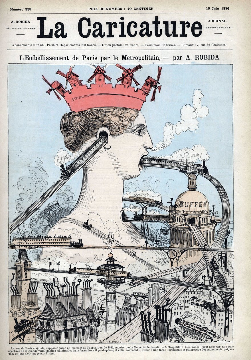 Upiększenie Paryża metrem, ilustracja oczekiwania Alberta Robidy (1848-1926), w „Karykaturze” z 19.06.1886 autorstwa Albert Robida