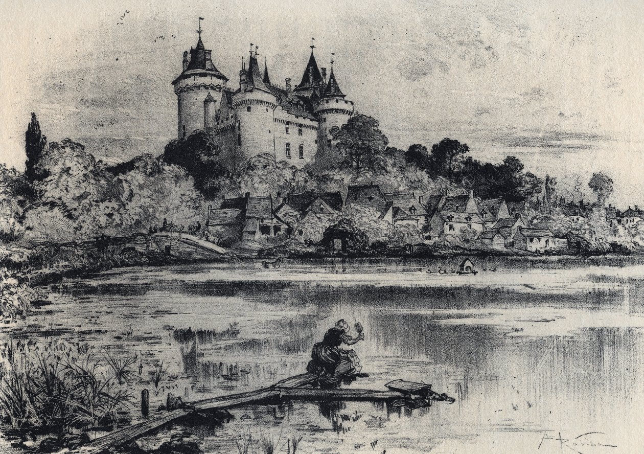 Zamek Combourg w Ille-et-Vilaine - Stara Francja - Bretania - tekst, rysunki i litografie, Albert Robida (1848-1926) niedatowany koniec XIX wieku autorstwa Albert Robida