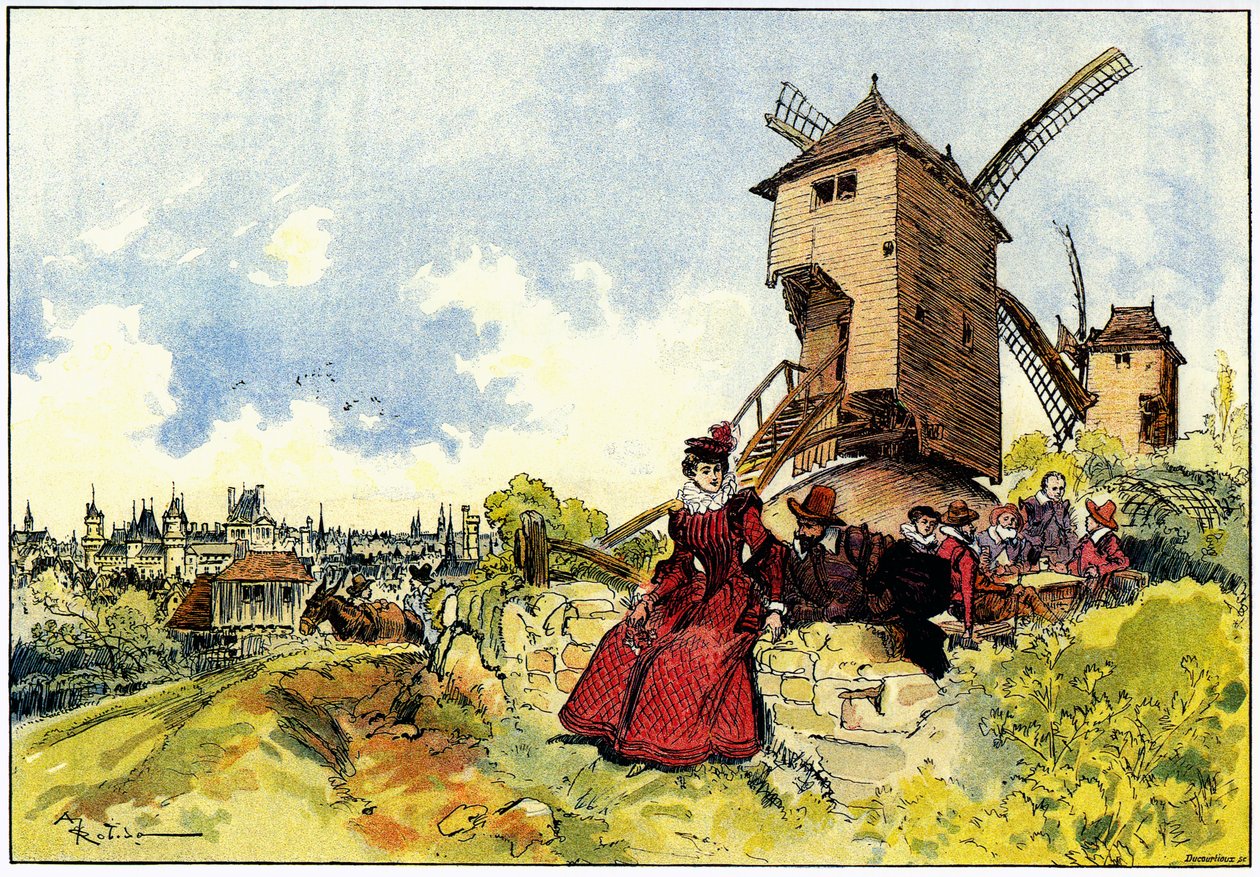 Wiatraki na Butte Montmartre w Paryżu w XVI wieku autorstwa Albert Robida