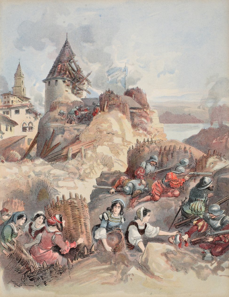 Kobiety podczas oblężenia Marsylii, ilustracja z 