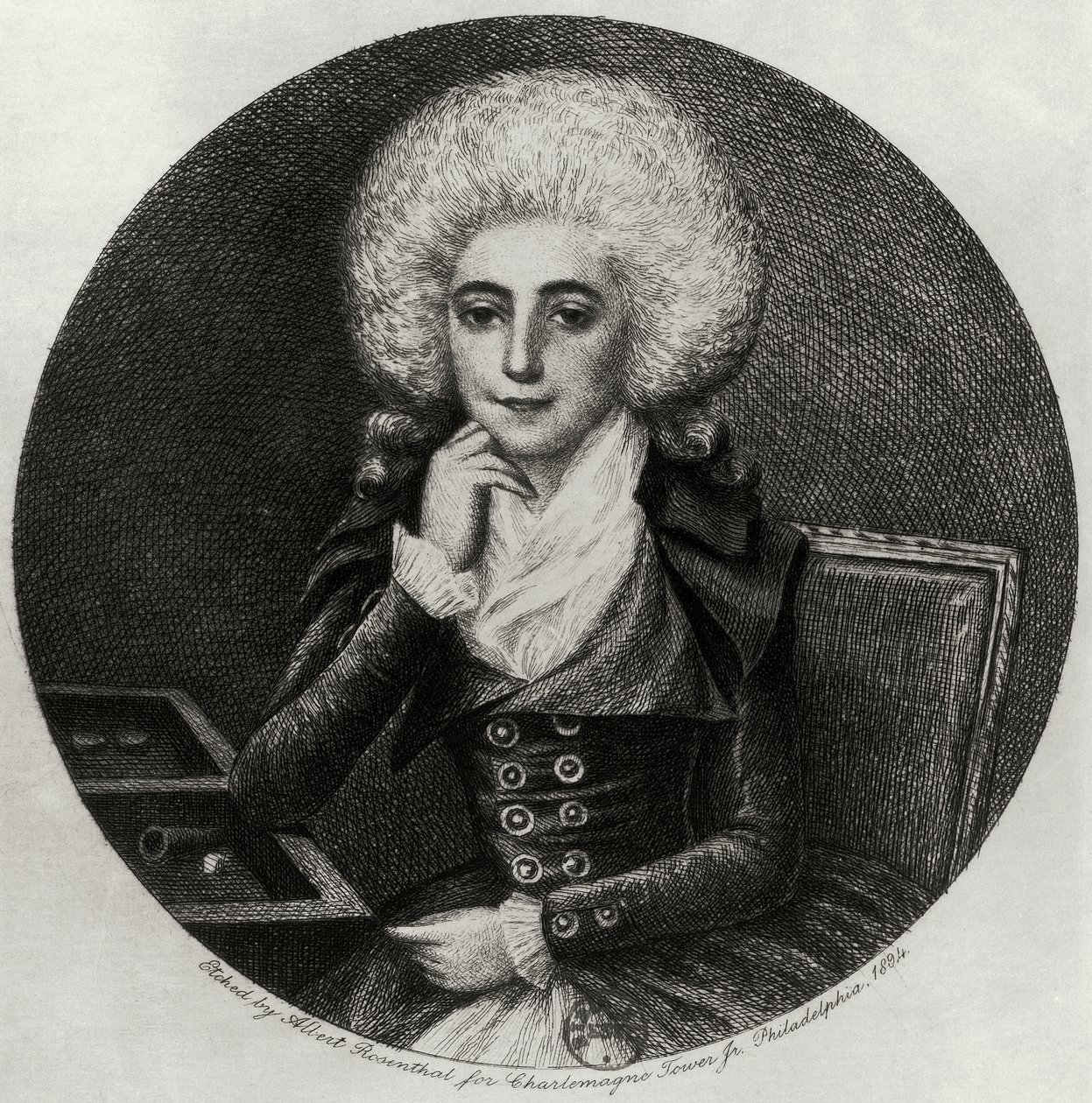 Portret Marie-Madeleine Pioche de La Vergne (rycina) autorstwa Albert Rosenthal