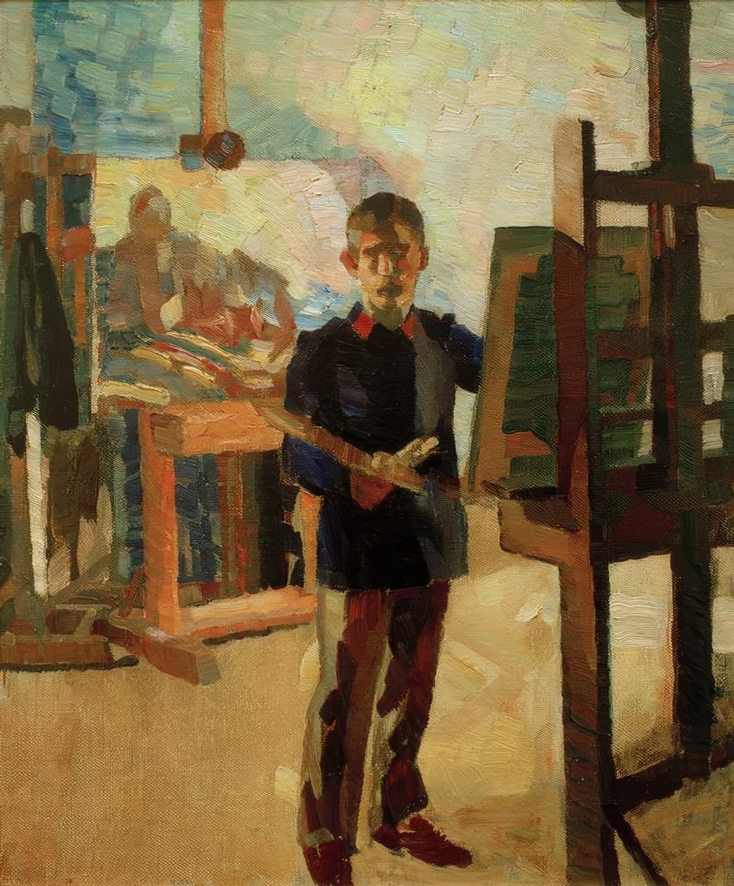 Autoportret w niebieskiej litewce autorstwa Albert Weisgerber
