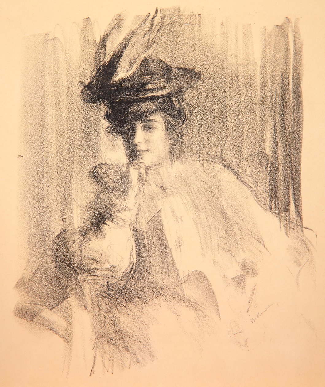 Lili w kapeluszu z piór, 1907 autorstwa Albert de Belleroche