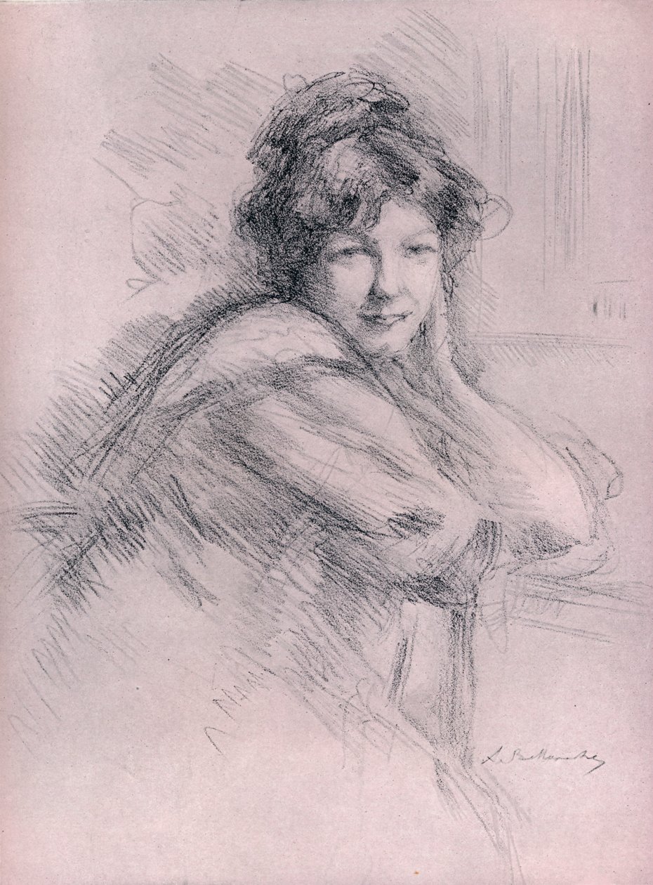 Litografia portretu kobiety, ok. 1905 r. autorstwa Albert de Belleroche