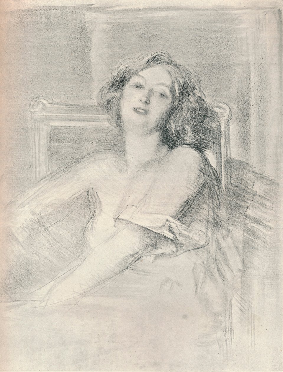 Litografia portretu kobiety, ok. 1905 r. autorstwa Albert de Belleroche