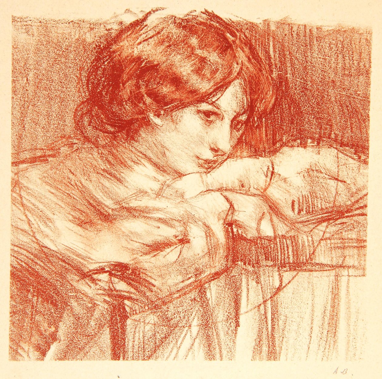 Młoda dama opierająca się na skrzyżowanych rękach, 1902 autorstwa Albert de Belleroche