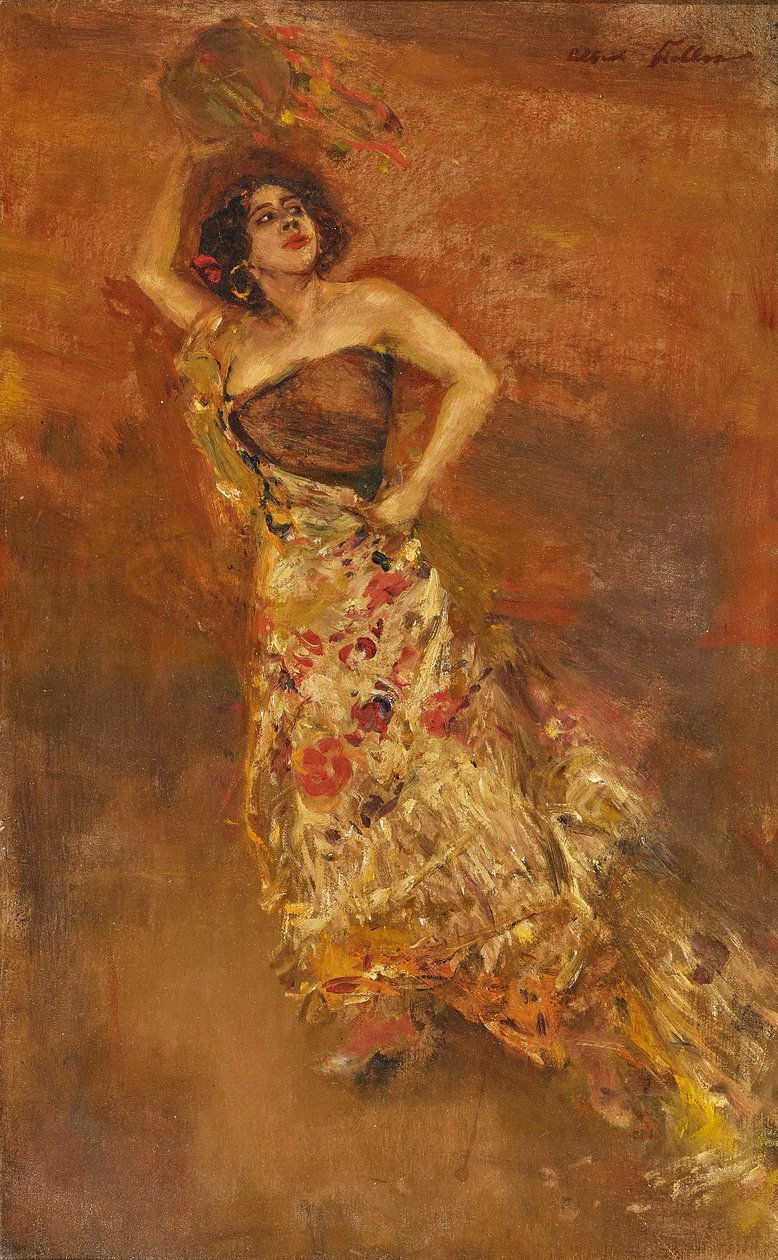 Hiszpańska tancerka Caroline Otèro jako Carmen. autorstwa Albert von Keller