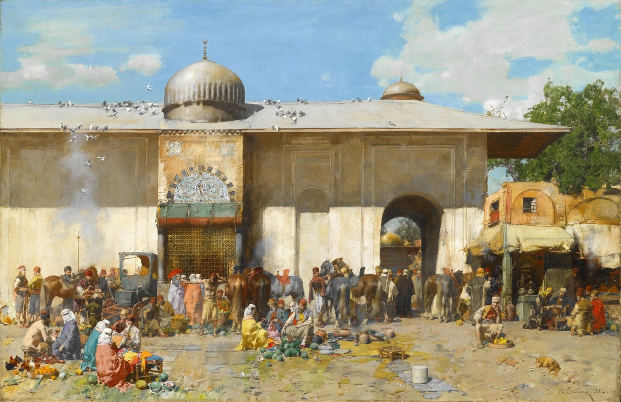 Scena targowa autorstwa Alberto Pasini