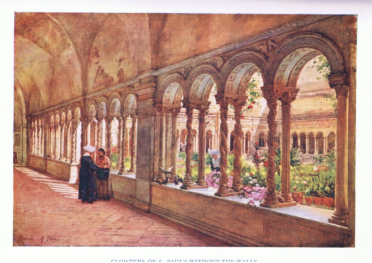 Cloisters of S. Pauls-Without-the-Walls, z Rzymu, wydane przez A & C Black Ltd, 1925 autorstwa Alberto Pisa