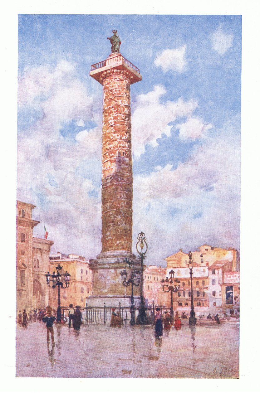 Kolumna Marka Aureliusza, Piazza Colonna, z Rzymu wydana przez A & C Black Ltd, 1925 autorstwa Alberto Pisa