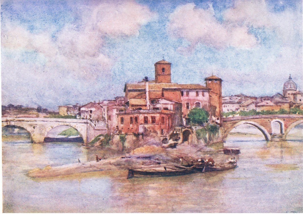 Wyspa Tybru-Isola Sacra, z Rzymu wydana przez A & C Black Ltd, 1925 autorstwa Alberto Pisa