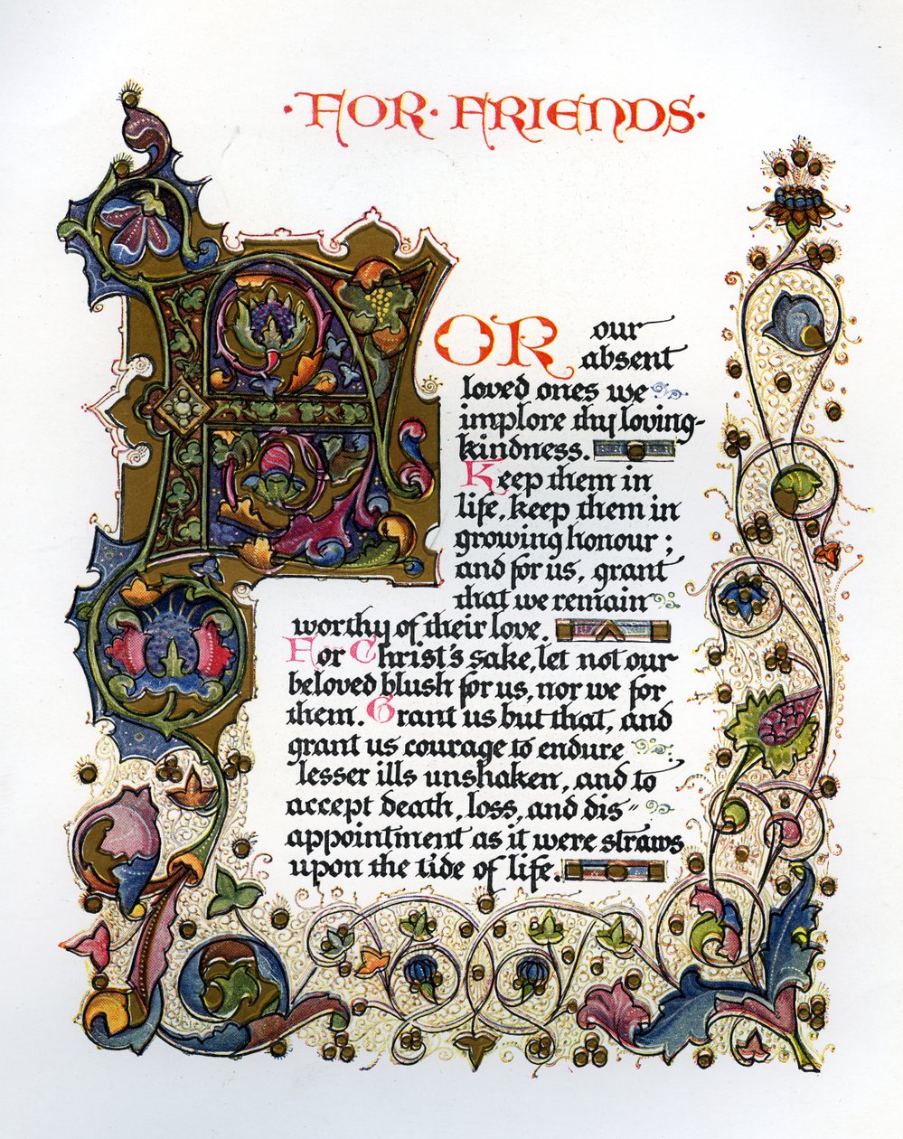 Modlitwa Stevensona dla przyjaciół z „Prayers Written at Vailima”, wydana w Londynie przez Chatto und Windus z ilustracjami Alberto Sangorskiego, 1928 (papier drukowany z iluminacjami) autorstwa Alberto Sangorski