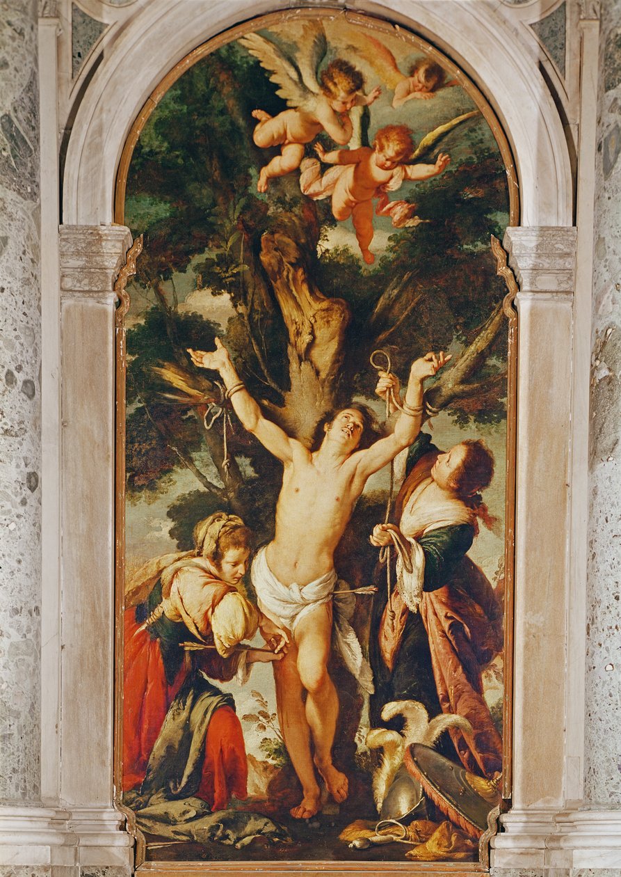 Męczeństwo św. Sebastiana w kaplicy Benedykta XIII autorstwa Alberto Sforza