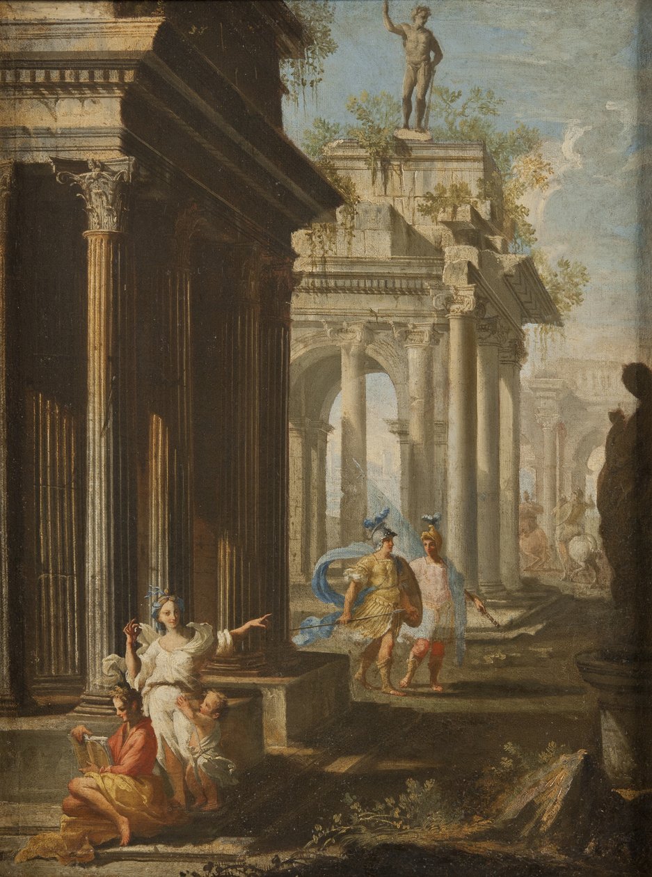 Dziewczyna czytająca w świątyni korynckiej, ok. 1710 r. autorstwa Alberto Carlieri