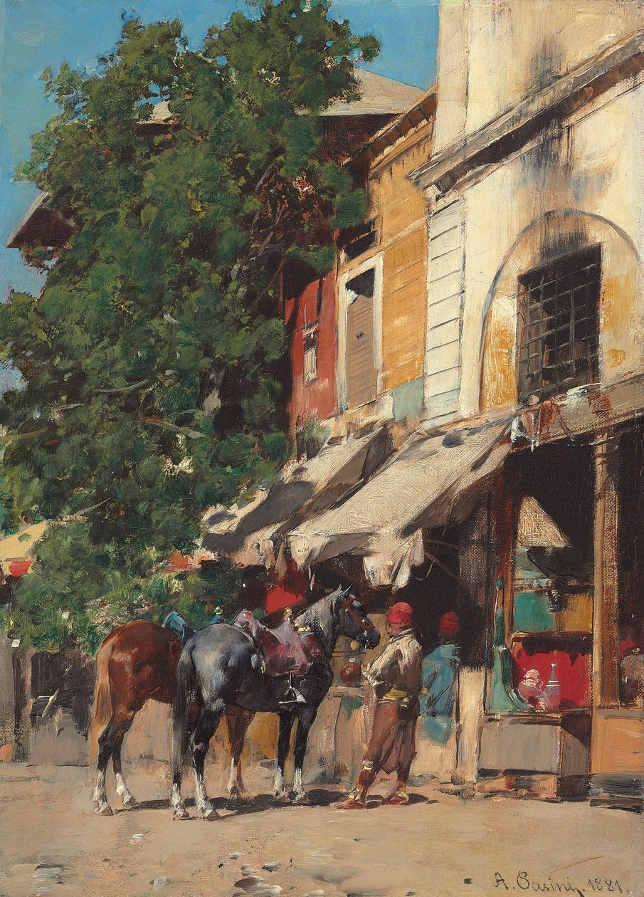 Na Rynku, Stambuł, 1881 r. autorstwa Alberto Pasini