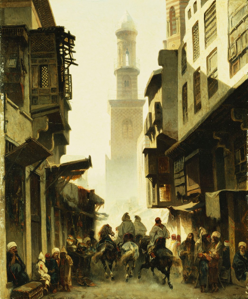 Scena uliczna w Damaszku, 1861 autorstwa Alberto Pasini