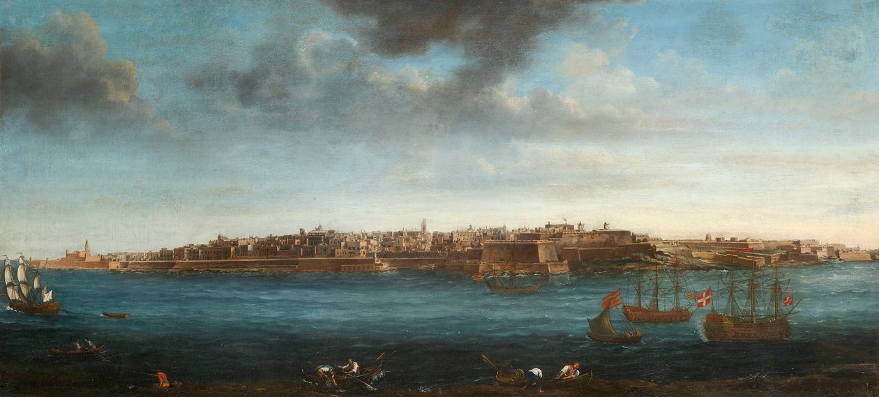 Jeden z zestawu siedmiu widoków Valletty, Malty i okolic, ok. 1753 (olej na płótnie) autorstwa Alberto Pullicino