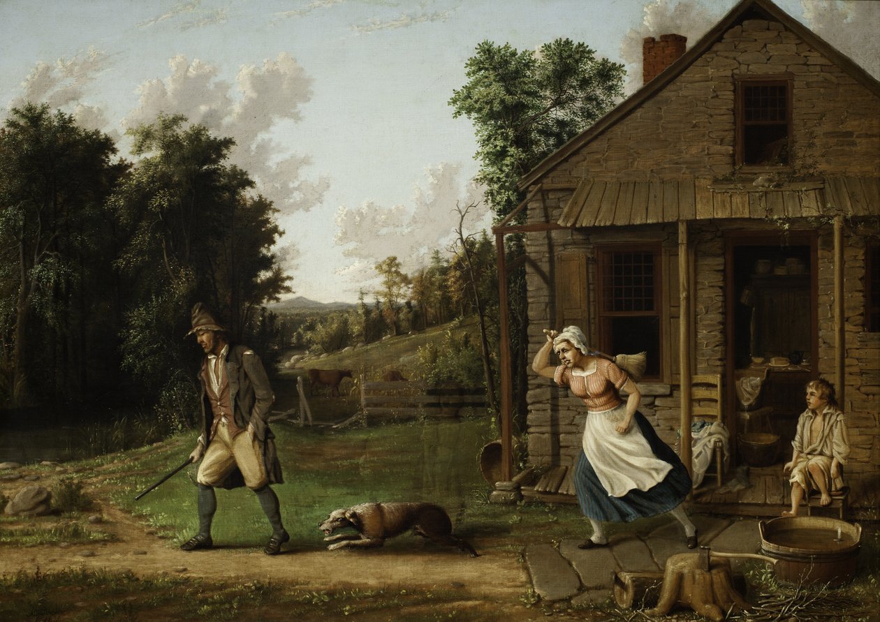 Rip Van Winkle ścigany z domu przez Dame Van Winkle, 1880 autorstwa Albertus D.O Browere