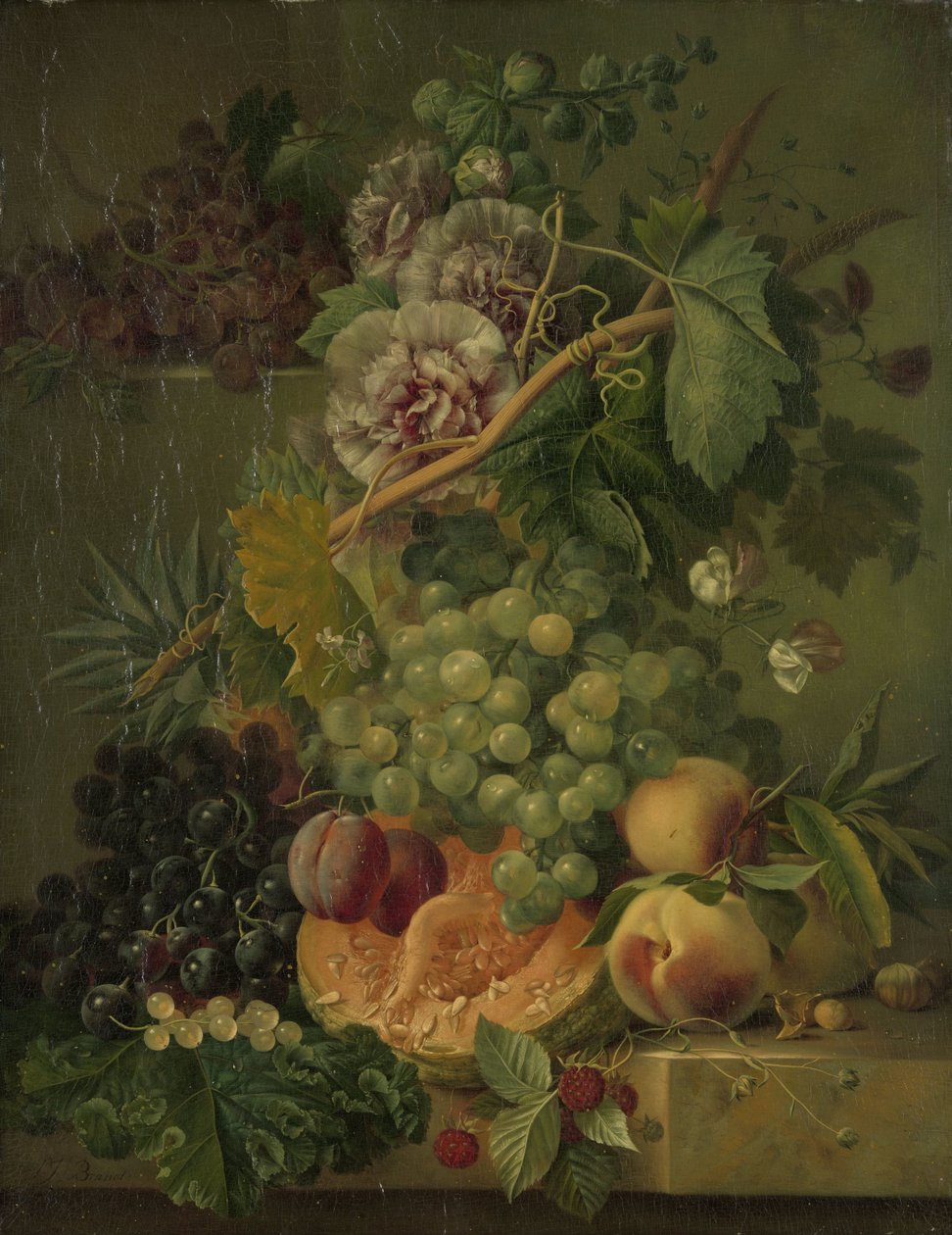 Martwa natura z kwiatami i owocami autorstwa Albertus Jonas Brandt