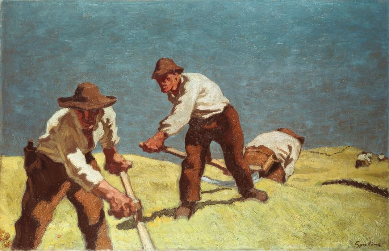 Koszenie rolników górskich autorstwa Albin Egger Lienz