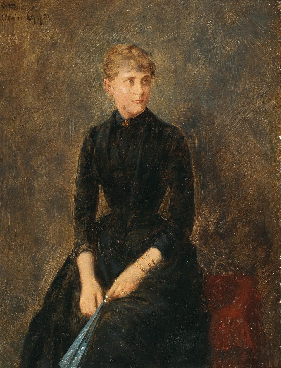 Portret śpiewaczki Jadwigi Helbig 1869-1951 , c. 1889. autorstwa Albin Egger Lienz