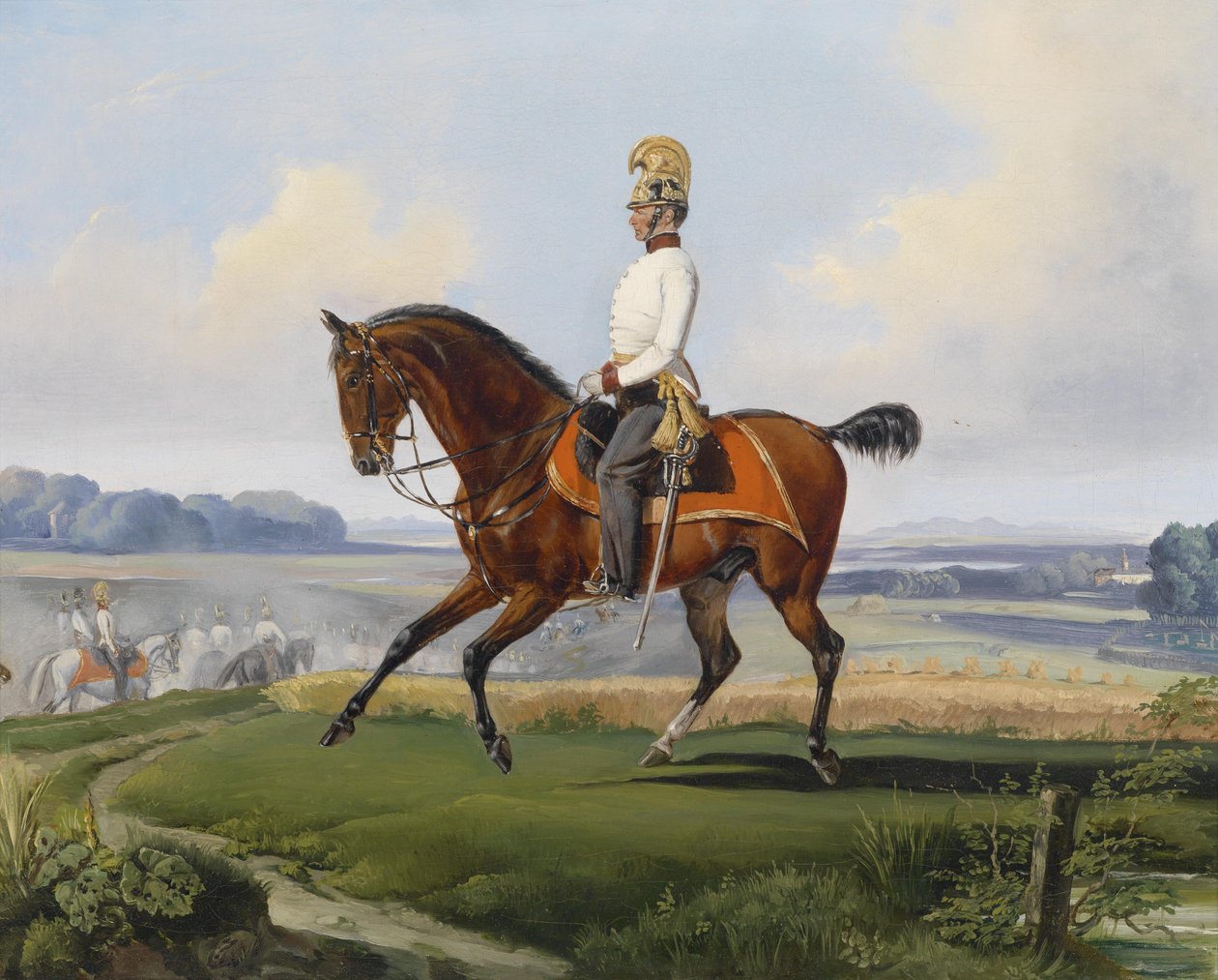 Porucznik Theodor v. Klein (Zehlendorf 1803-1863 Geltschberg) w mundurze k. k. Pułk Dragonów nr 3 na jeździe treningowej autorstwa Albrecht Adam