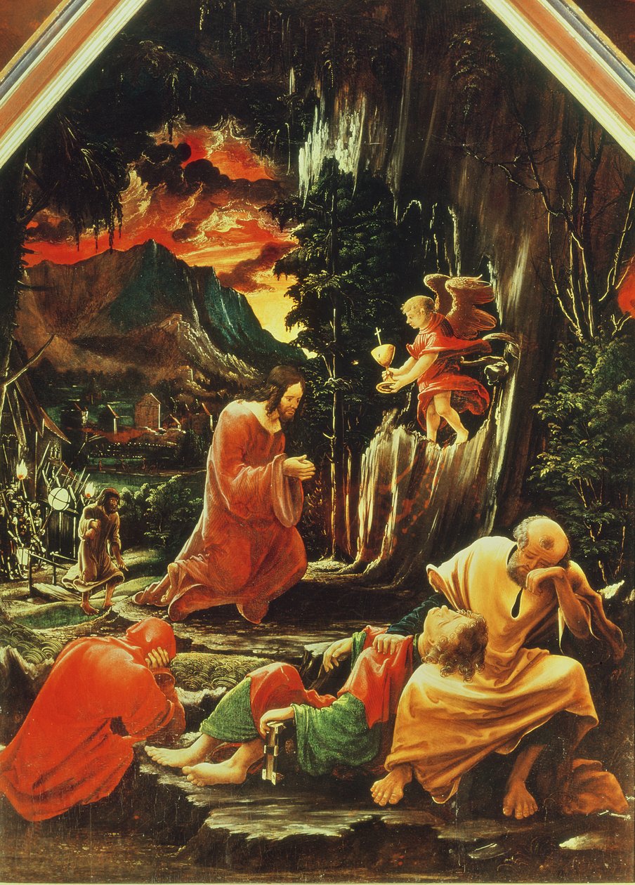 Agonia w ogrodzie, z ołtarza św. Floriana, ok. 1515 autorstwa Albrecht Altdorfer