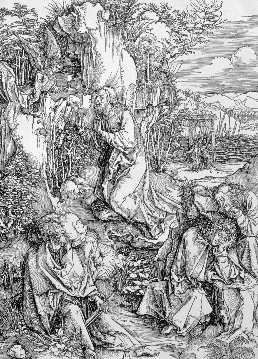 Agonia w Ogrójcu z cyklu "Wielkie Pasje", wyd. 1511 autorstwa Albrecht Dürer