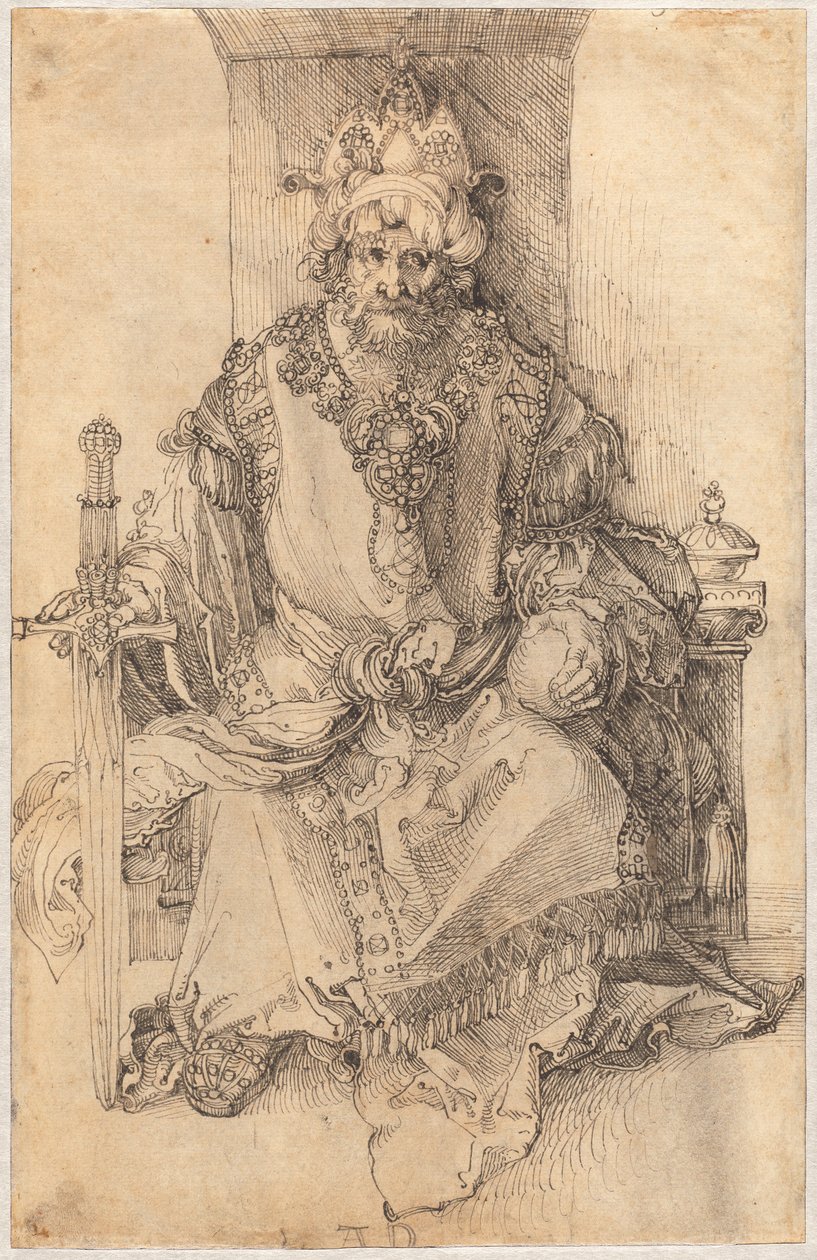 Władca Wschodu zasiadający na tronie autorstwa Albrecht Dürer