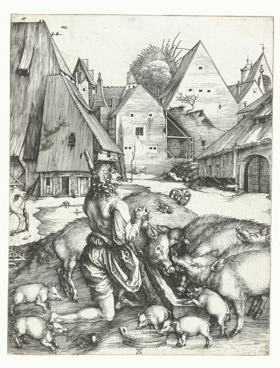 Syn marnotrawny ze świniami autorstwa Albrecht Dürer
