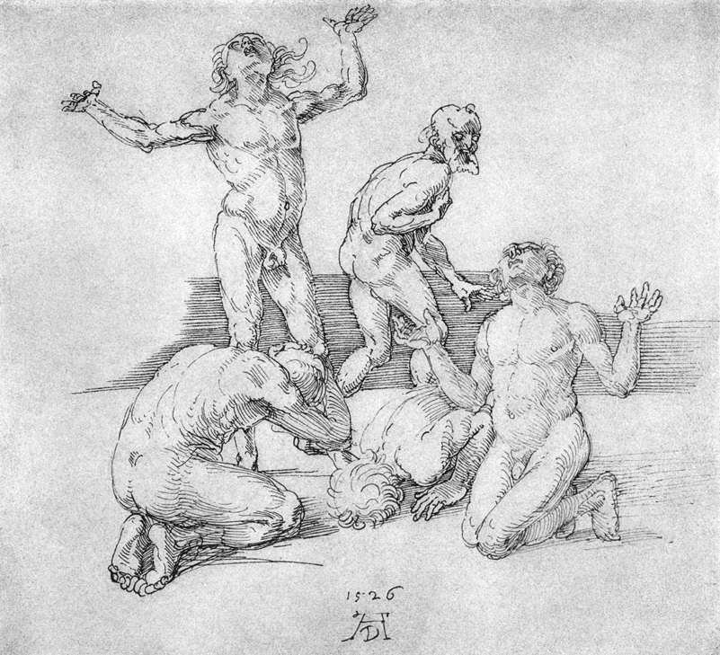 Pięć męskich aktów autorstwa Albrecht Dürer