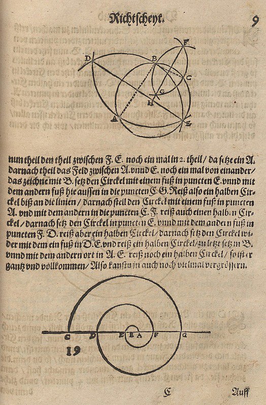 Budowa okręgu przez trzy podane punkty autorstwa Albrecht Dürer