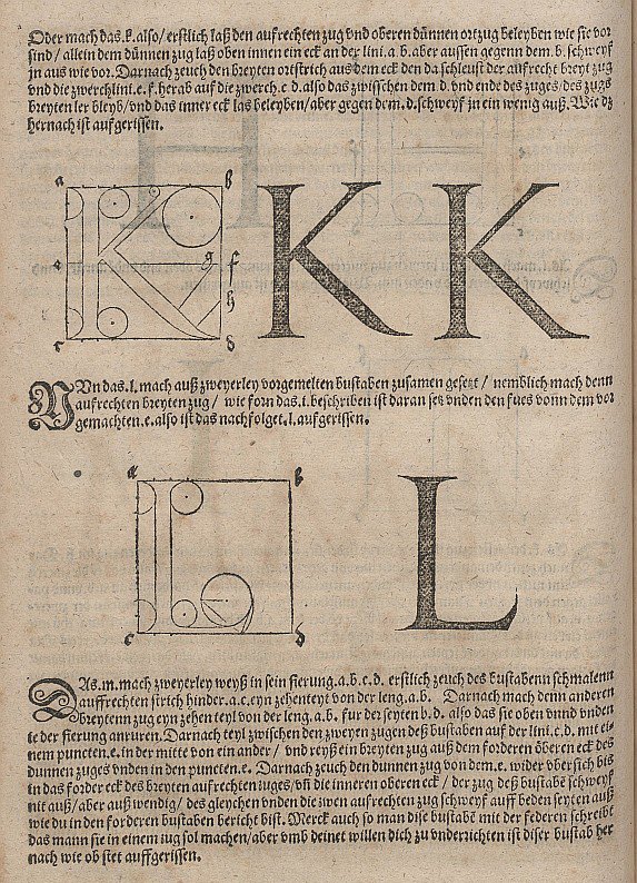 Budowa liter autorstwa Albrecht Dürer
