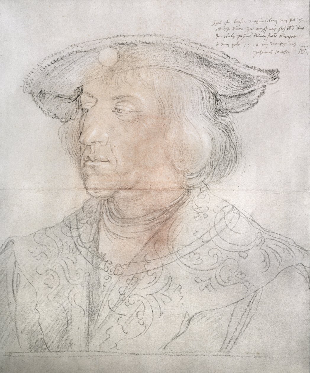 Maksymilian I, cesarz Niemiec (1459-1519), 1518-19 (ołówek z myjką wc) autorstwa Albrecht Dürer