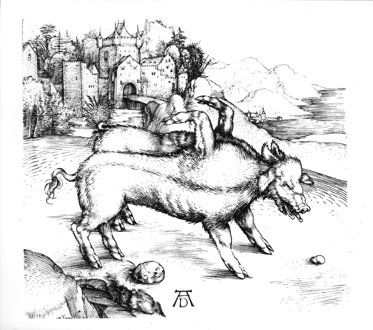شیطاني سور پولی autorstwa Albrecht Dürer
