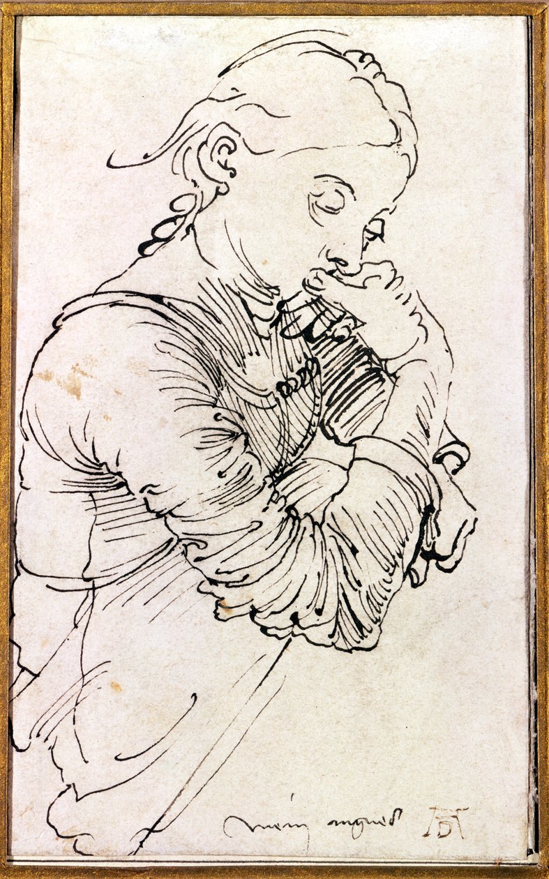 „Moja Agnes”, żona Dürera przedstawiona jako dziewczynka, 1494 autorstwa Albrecht Dürer