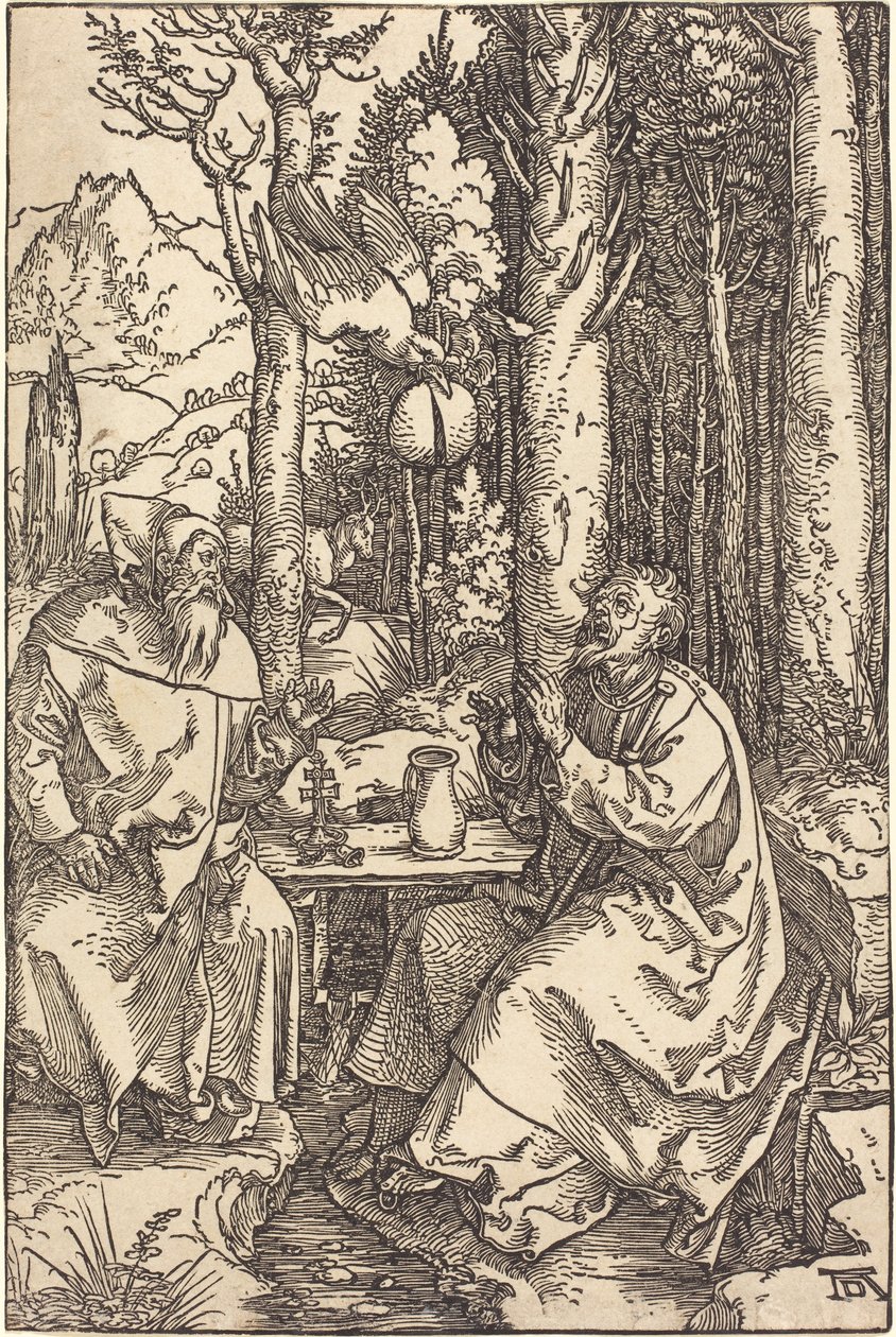 Św. Antoni i Św. Paweł na pustkowiu autorstwa Albrecht Dürer