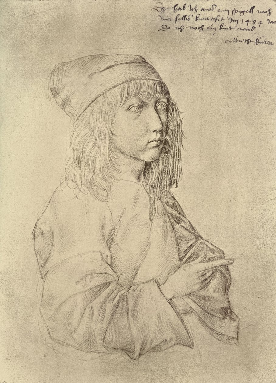Autoportret w wieku trzynastu lat, 1484 (silverpoint na papierze) autorstwa Albrecht Dürer