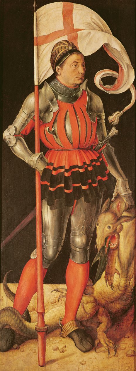 Stephan Paumgartner przedstawiany jako św. Jerzy, lewy panel Ołtarza Paumgartnera, ok. 1500 (tempera na panelu) (patrz także 495745) autorstwa Albrecht Dürer