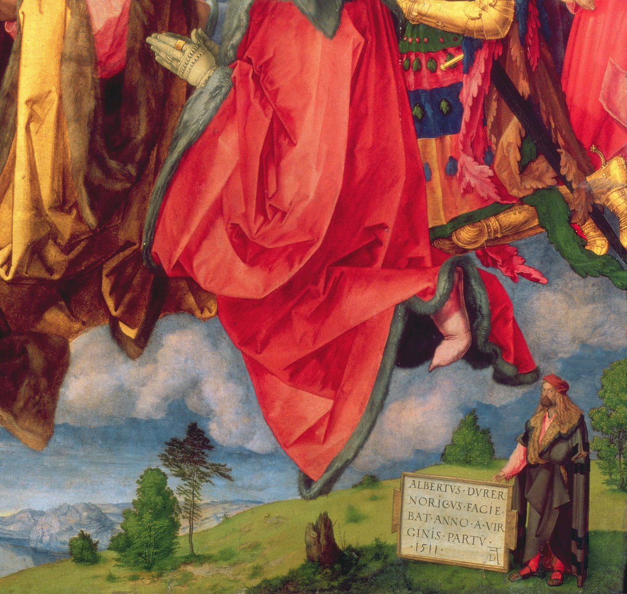 Ołtarz Landauera, Dzień Wszystkich Świętych, 1511 (detal z 68677) autorstwa Albrecht Dürer