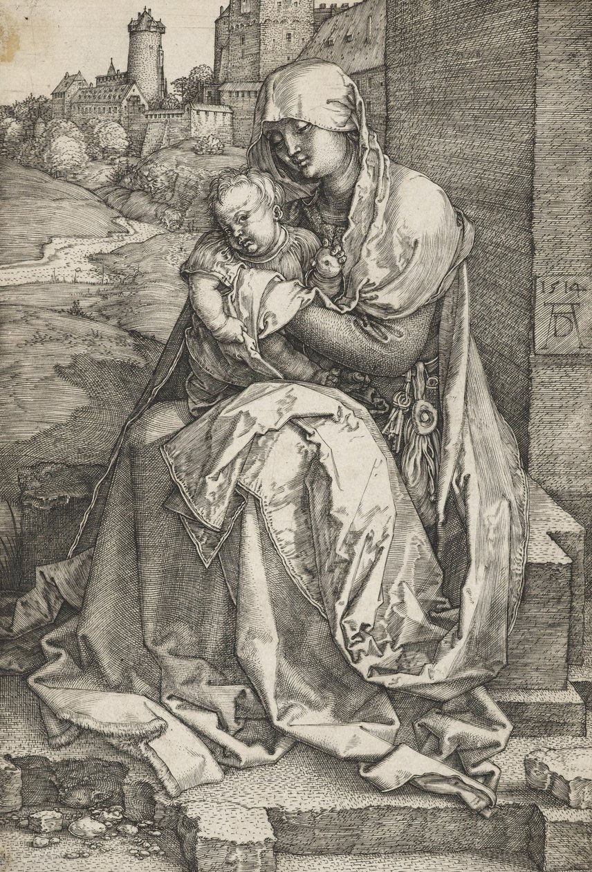 Dziewica siedząca przy ścianie autorstwa Albrecht Dürer