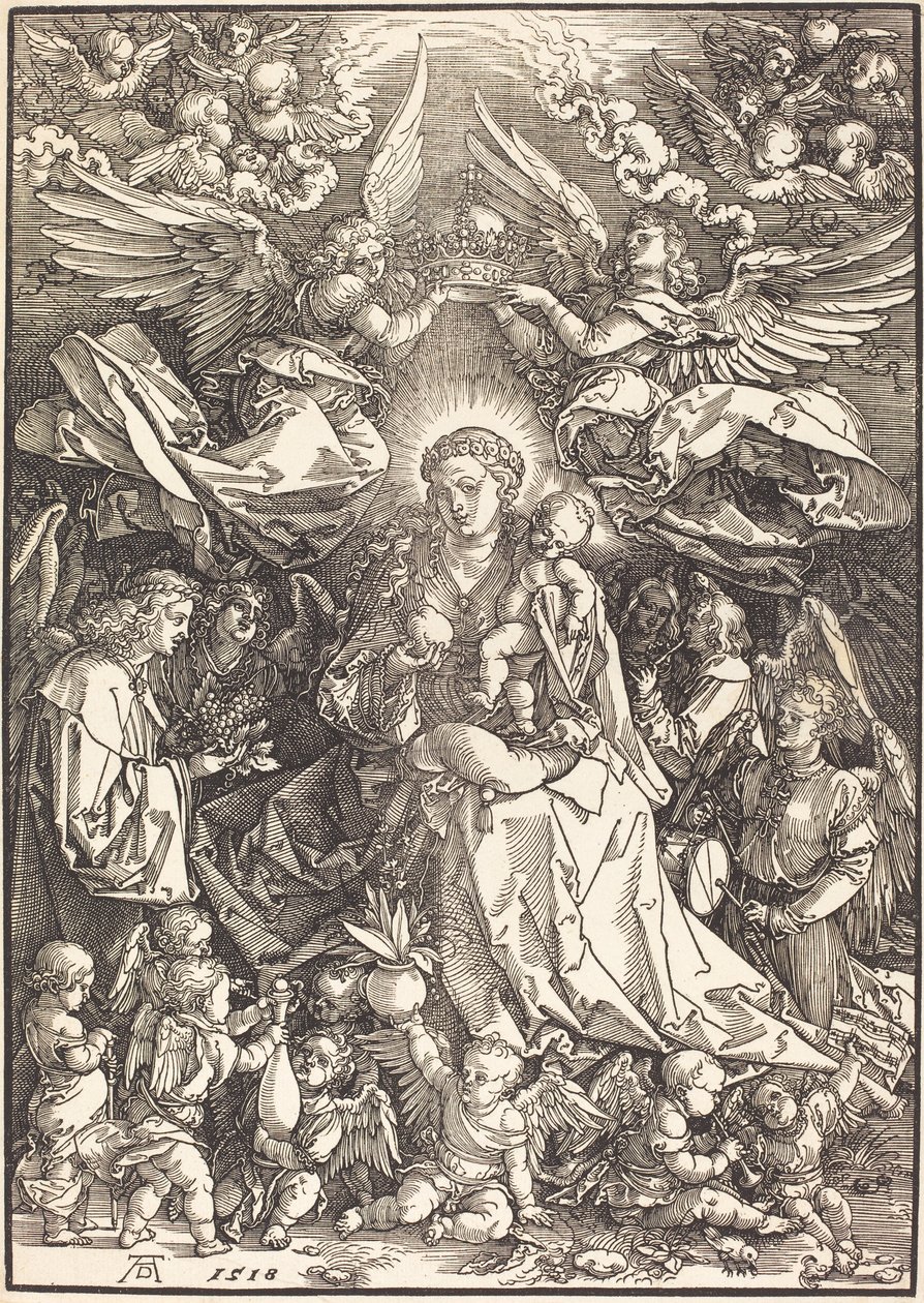 Dziewica otoczona wieloma aniołami autorstwa Albrecht Dürer