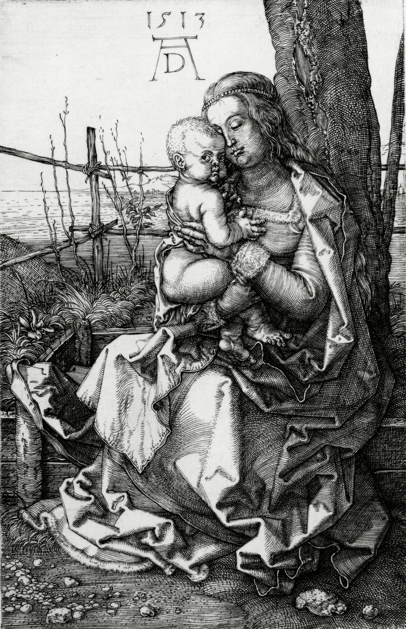 Dziewica z Dzieciątkiem siedząca pod drzewem, 1513 autorstwa Albrecht Dürer
