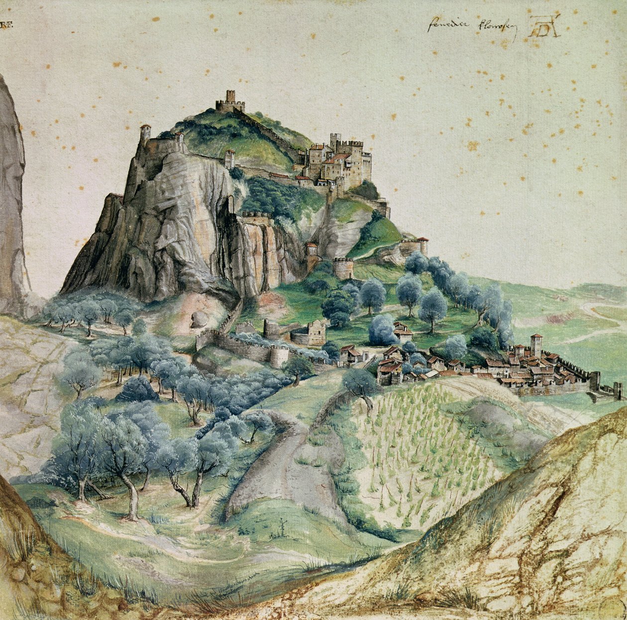 Widok na dolinę Arco w Tyrolu, 1495 (pióro i atrament i toaleta na papierze) autorstwa Albrecht Dürer